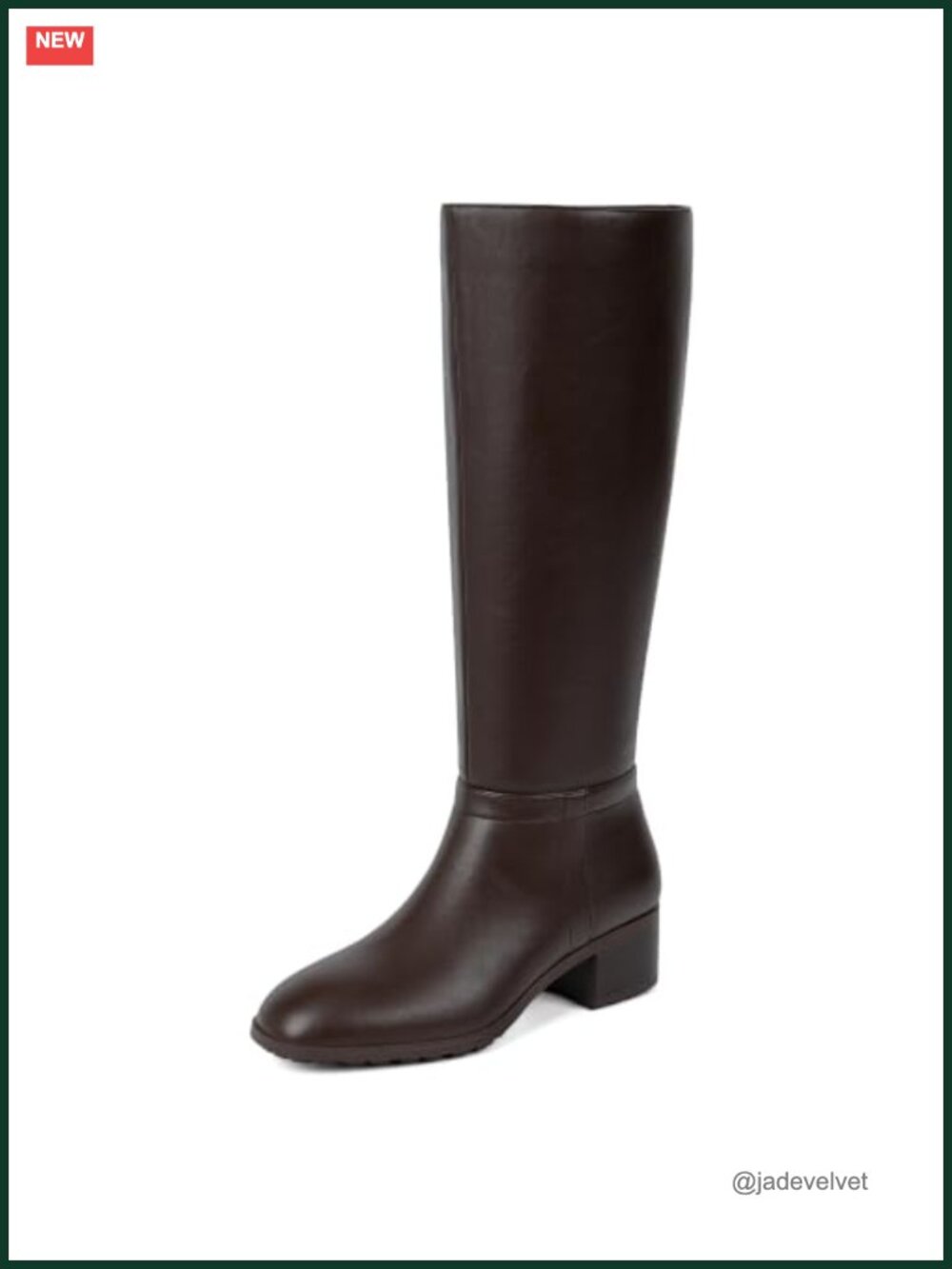 Women's Knee High Boots Faux Leather Chunky Heel Round Toe Side Zip